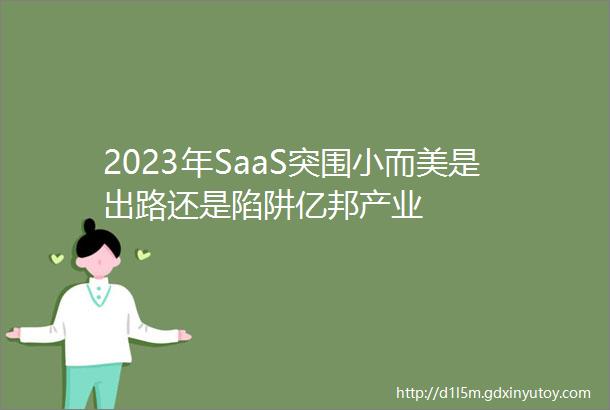 2023年SaaS突围小而美是出路还是陷阱亿邦产业